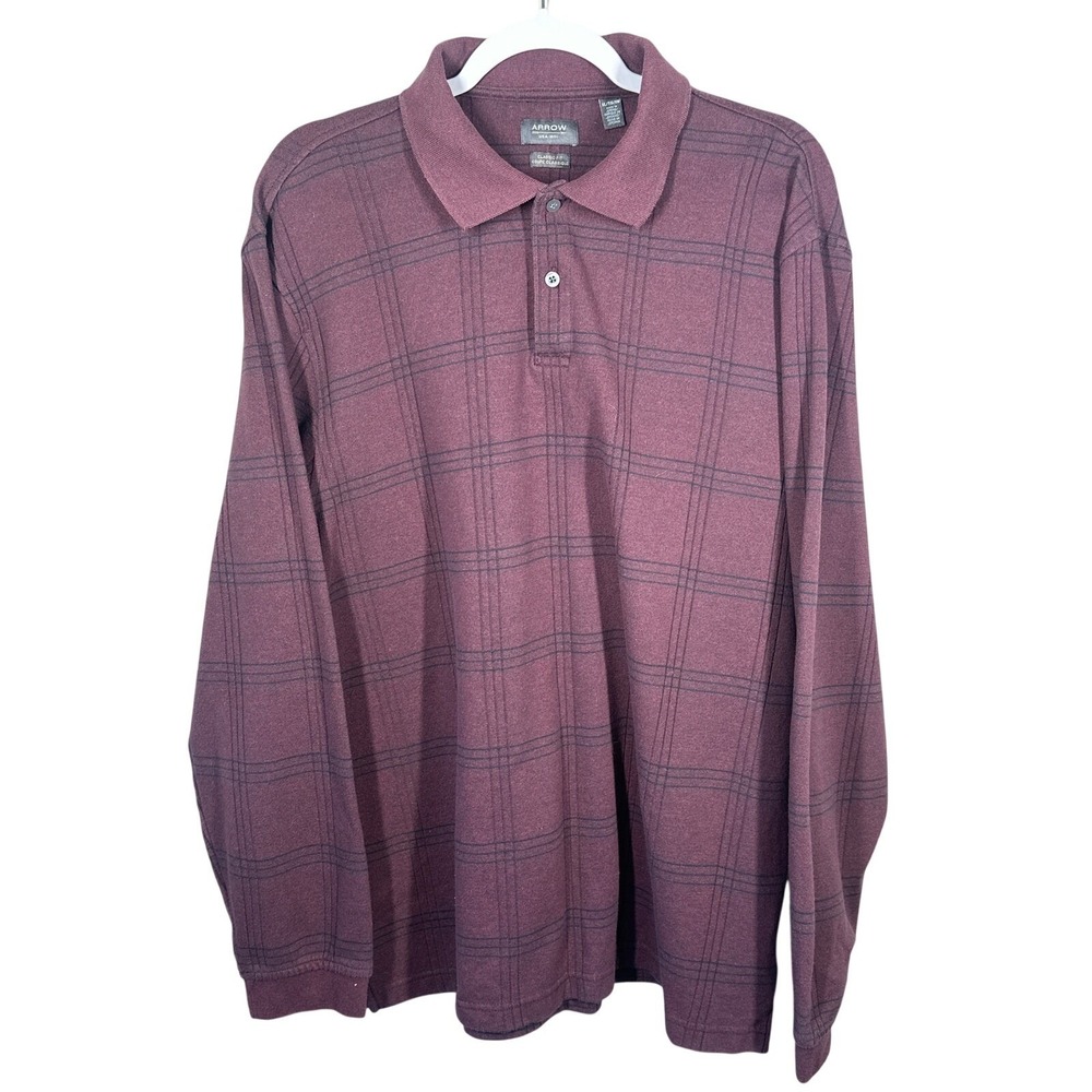Arrow Mens Maroon Long Sleeve Shirt Size XL